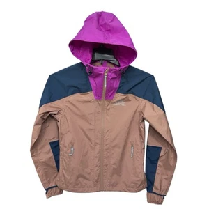 Giacca con cappuccio da corsa artigianale Repel donna taglia small marrone vento pioggia leggera - Foto 1 di 9