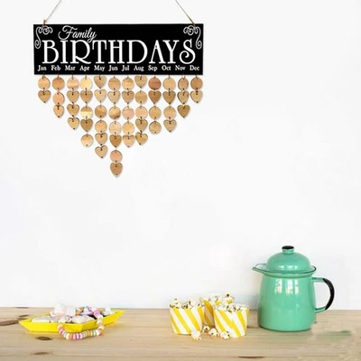  Wall Decor Family Birthdays Hanging Plaque DIY Pendant Wooden Board - Image 1 of 4