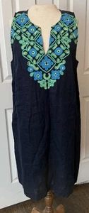 J.Crew NWT Linen Shift Dress Sz LT Large Tall Embroidery Button Back Sleeveless - Picture 1 of 14