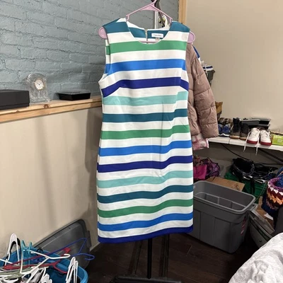 Vestido Vaina Calvin Klein Sin Mangas Rayas Multicolor Talla 12 Foto 1 de 4