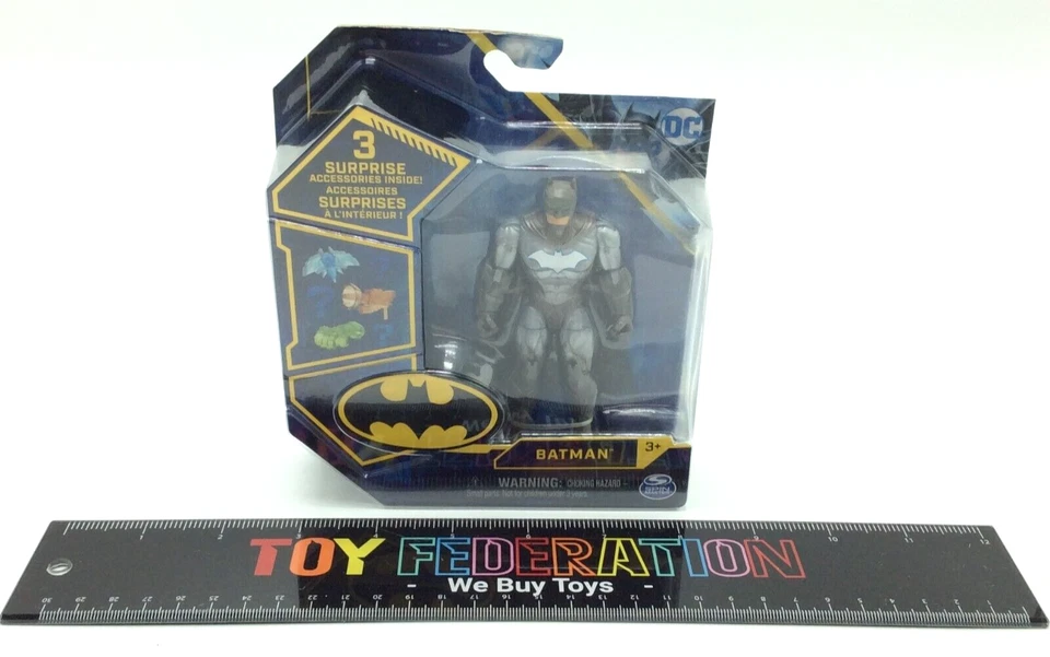 DC Spin Master Silver Batman 4" Action Figure 2021 Wave 6 RARE S4 V4