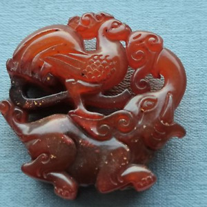 Old Chinese hand-carved natural jade pendant necklace antique collection 087