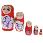 5pcs/Set Wooden Red Female Russian Nesting Dolls Matryoshka Collectibles