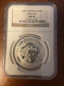 1 oz. SILVER - NGC 69 - Lunar Series I - 2000 "Year of the Dragon" - Picture 1 of 2