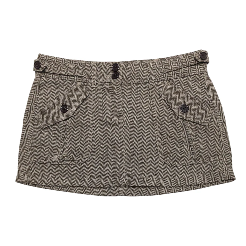 Minifalda de Colección Y2K Mudd Jeans Tweed Lana Espiga Talla 7 Dark Academia Foto 1 de 4