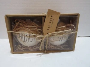 RAE DUNN BY MAGENTA HUBBY & WIFEY CERAMIC ORNAMENTS NIB - Picture 1 of 7