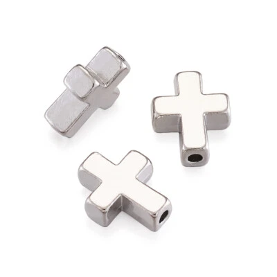 20 cuentas de metal cruzadas de aleación en tono platino espaciador suelto liso sin níquel 15 mm Foto 1 de 4