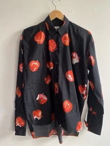 Paul Smith Shirt Womens XL Extra Large 42 Black Button Up Fruit Apple Print - Picture 1 of 14