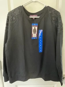 Gloria Vanderbilt Women’s Pullover Lace Soft Sweatshirt Black Size: Large - Picture 1 of 3