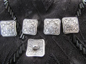 13.5mm Tibetan Silver Decorative Square Buttons on shank in packs of 5, 10 or 20 - Picture 1 of 1