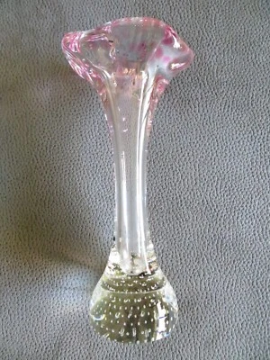 Deko Vase Glas rosa Höhe 25,5 cm, Sockel Durchmesser 8 cm, oben 12 cm - Bild 1 von 4