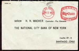 1611 BRASIL TO CHILE CUBIERTA 1940 MÁQUINA CANCELAR RIO - SANTIAGO - Imagen 1 de 2