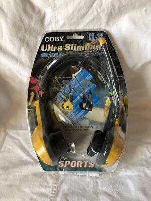 Coby Ultra Slimline Sports AM/FM Headphone Radio CX-22 Yellow+Gray NIB - Image 1 of 3