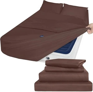 4 Piece Bed Sheet Set Fits 16"-24" Air Mattress Extra Deep Pocket Queen Size - Picture 1 of 7