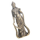 Brass Buddha Kuan Figurine Decor Chinoiserie Guanyin Statue