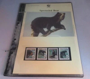Hojas informativas de oso de anteojos de WWF estampillas exclusivas de Bolivia y FDC - Imagen 1 de 6