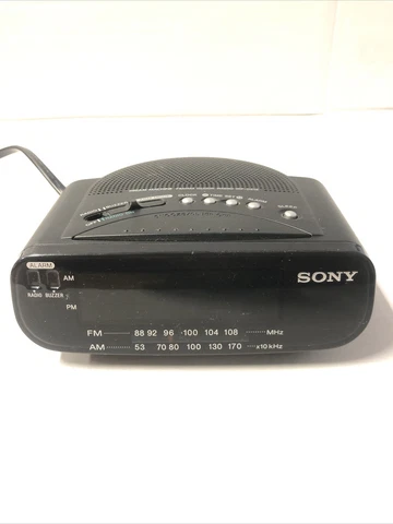 Sony Dream Machine Digital Clock Radio Model ICF-C212 Black AM FM Alarm Buzzer Cover