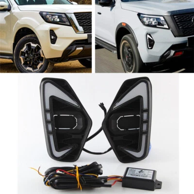 2x LED DRL Daytime Running Light Fog Turn Signal Lamps For Nissan Navara 2020-22 - Image 1 of 4