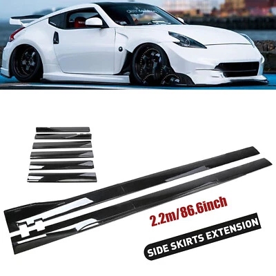 Glossy Black Side Skirt Extensions Rocker Lip Splitter For Nissan 200SX S15 240S - Imagem 1 de 4