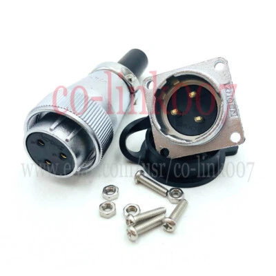 WS24 3 pin Aviation Connector,Industrial Bulkhead Panel Mount LED Connector Plug - Image 1 of 4