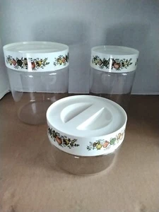 Pyrex Ware Spice Of Life Glass Jar Canister Three Piece  Store N See  /B - Picture 1 of 11