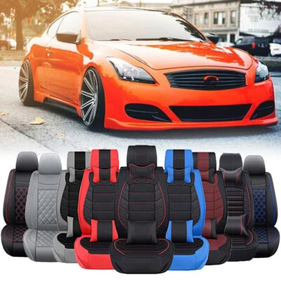 Fundas de asiento de coche de cuero de lujo cojín delantero y trasero de 2/5 asientos para Infiniti G37 G35 Foto 1 de 4