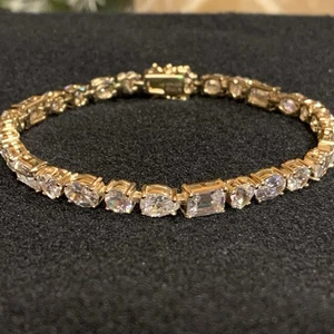 Gold und Zirkonia Tennis Armband Multi Form Steine 8 cm lang - Bild 1 von 13