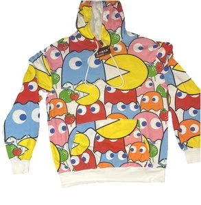 New Pac-Man Hoodie All Over Print Multicolor Casual Wear Sz Medium - Picture 1 of 10