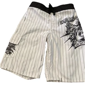Quiksilver Black And White Striped Swim Board Shorts Swim Trunks Size L/G 7 - Picture 1 of 20