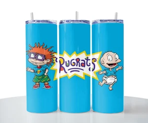 RUGRATS BLAUES THEMA 20 Unzen dünner isolierter Becher Deckel Strohhalm SPASS - Bild 1 von 3