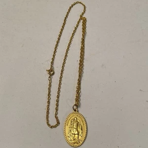 St. Michael the Archangel protect & defend us gold colored neck necklace Pendant - Picture 1 of 6