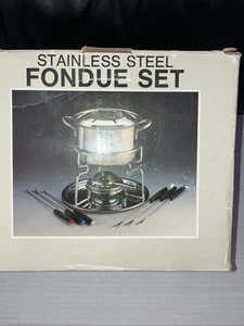 New Vintage Stainless Steel Fondue Set Everything Included - Picture 1 of 4