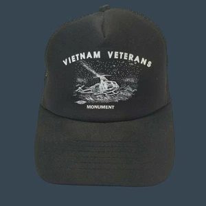 Sombrero de camionero negro monumento a veteranos de Vietnam ajuste profesional diseño de helicóptero talla única - Imagen 1 de 8