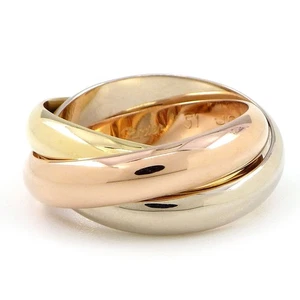 Cartier Ring Trinity 3 Row Triple Band 750(18K) Tri-Color Gold #51 US5.5 - Picture 1 of 6