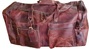 HLC Duffel Bag Crafted From Thick Full-Grain Cowhide, 28" Made in the USA - Picture 1 of 14
