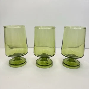 Vintage olivgrüne Kelche, 3 Gläser mit niedrigem Stiel mcm Retro EUC - Bild 1 von 6