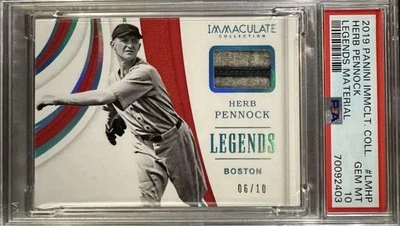 🔥🔥POP 1 PSA 10 2019 PANINI IMMACULATE LEGENDS HERB PENNOCK JERSEY RELIC /10 - Image 1 of 4