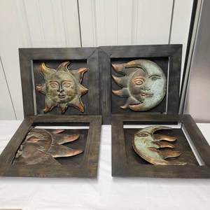 4 Quadro Luna Sole Metal Sun Art Flare Sun Moon Cosmo Inspired Wall Art 13.5" - Picture 1 of 15