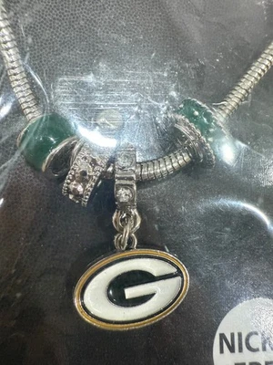 NFL Green Bay Packers Collar con Dijes Sin Níquel Tono Plata Colgante con Cuentas Foto 1 de 3