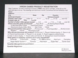 Virgin Nes Mail In Registration Card. VIR-NES-US-2. Color A Dinosaur! Free Ship! - Picture 1 of 4