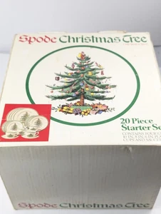 SPODE Christmas Tree 20 Piece Starter Set For 4 Plates 10” 8” 6” Cups Saucers - Picture 1 of 16