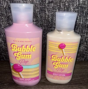 New Bath & Body Works Bubble Gum 10oz. Shower Gel & 8oz. Body Lotion - Picture 1 of 2