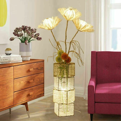 Bamboo Rattan LED Tall Corner Floor Lamp Dimmable Mood Light Flower Softlighting - Image 1 of 4