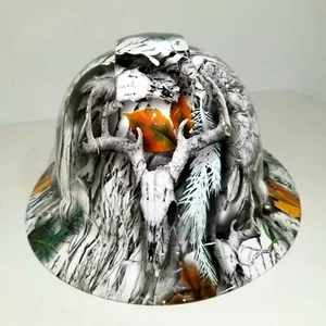 NEW FULL BRIM Hard Hat custom hydro dipped SNOW BUCK CAMO DEER HUNTER NEW SICK - Picture 1 of 5