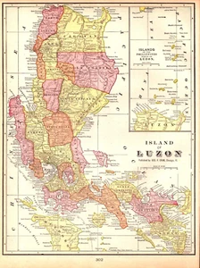 "LUZON" PHILIPPINES Antique authentic map 1902 - Picture 1 of 1