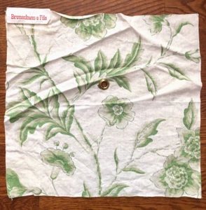 BRUNSCHWIG & FILS Mandarin Rose in Green 17 x 17 1/4" Linen Fabric Sample - Picture 1 of 3