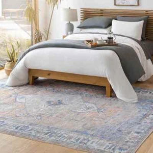 Area Rugs 8x10 Traditional Living Room 5x7 Carpet Westwood Washable Blue Rug - Picture 1 of 15