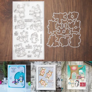Oh What Fun Winter Animal Friends Cutting Dies & Stamps Set – Deer Bunnies Foxes - Picture 1 of 24