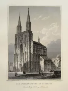 Liegnitz Lenica Frauenkirche Polen Polska echter alter Stahlstich 1844 - Picture 1 of 1