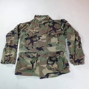 Vintage Military Jacket Mens Small Green Camo Woodland Prestige Tactical Wear - Picture 1 of 24